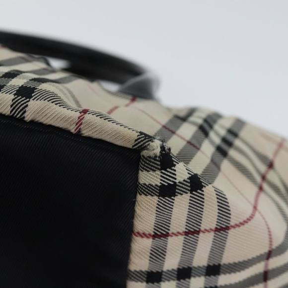 BURBERRY Nova Check Blue Label Hand Bag Nylon Beige Auth kk225 - Picture 15 of 16